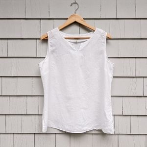 White Linen Sleeveless Tank Top